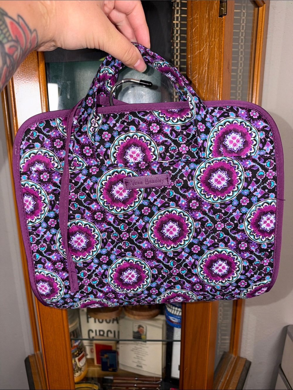 Vera Bradley Purple Floral Medallion Quilted travel cosmetic  Bag